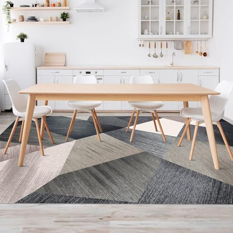 Washable Modern Area Rug - Geometric Style 9X12 Rugs for Living Room, Bedroom, Machine Washable Rug Soft Non Slip Non Shedding Area Rug - Green, 9'X12'