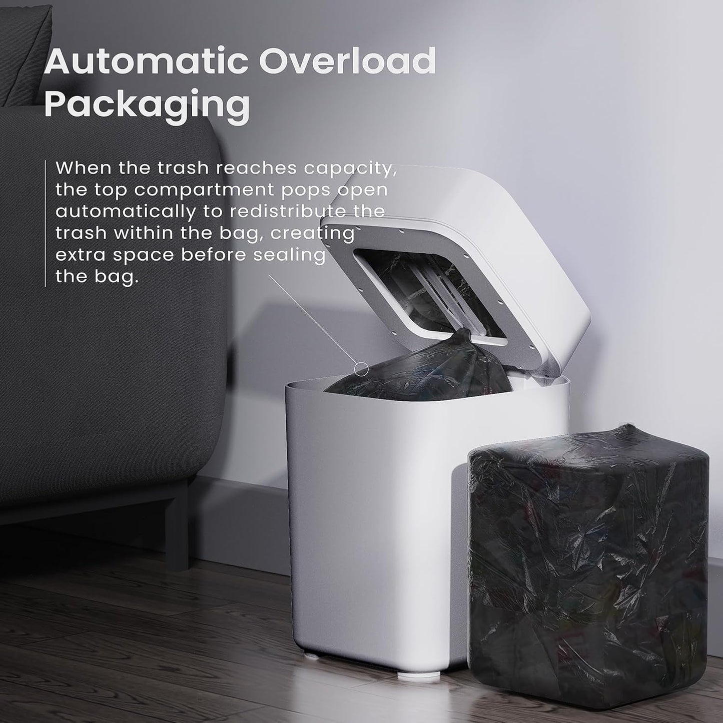 Automatic Self Changing Trash Can,Self Sealing Trash Can,Self Bagging Motion Sensor Touchless Garbage Can for Kitchen Bathroom Office, 4.5 Gallon 17L, 12 Refill Rings