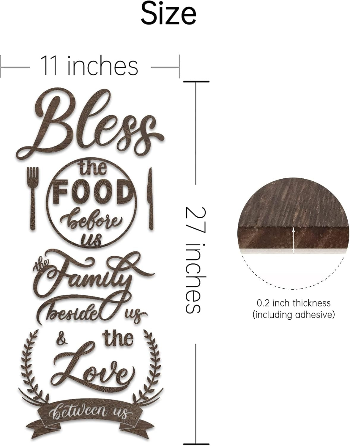 Wood Farmhouse Kitchen Wall Decor Decorations Dining Room Wall Decor Kitchen Signs Quotes Bless the Food Modern Farmhouse Style 129