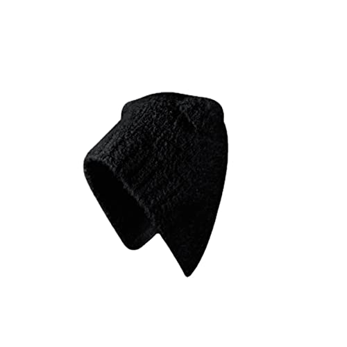Fairy Grunge Beanie Y2K Bear Ears Hat Crochet Slouchy Hat Winter Warm Knitted Alt Headwear Accessories (Black,54-58cm)