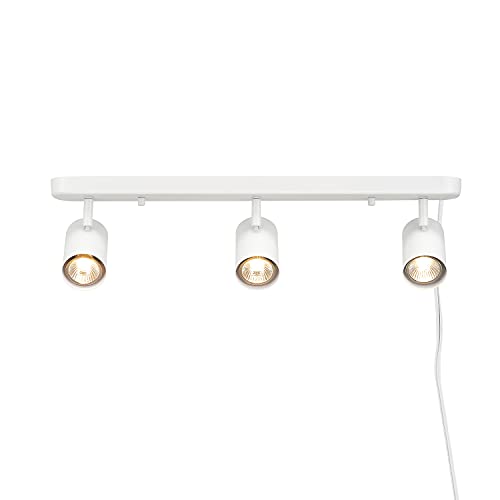 Globe Electric 60024 3-Light Plug-in Track Lighting, Adjustable Heads, Matte White Finish, 22-inch, GU10 Base, 15-Foot Cord with in-Line Switch, Modern Ceiling Light for Apartments and Rentals