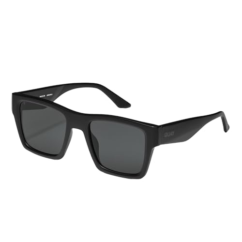 Quay - Sunglasses for Men, Square Lenses with UV Protection (Fast Lane, Matte Black Smoke Polarized)