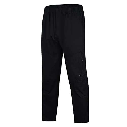 Men Plus Size Cargo Pants Casual Elastic Waisted Trendy Comfort Pants Lightweight Cotton Outdoor Hiking Straight Leg Trousers