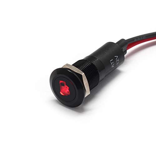 Alpinetech LED Metal Signal Indicator Pilot Dash Light, 12mm 1/2in, Low Fuel