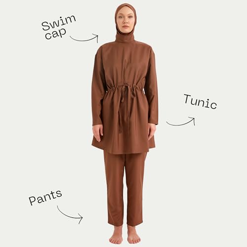 Modest 3-Piece Burkini Set for Women | Quick-Dry, Water-Repellent | Full Coverage Swimsuit with Tunic, Pants & Cap