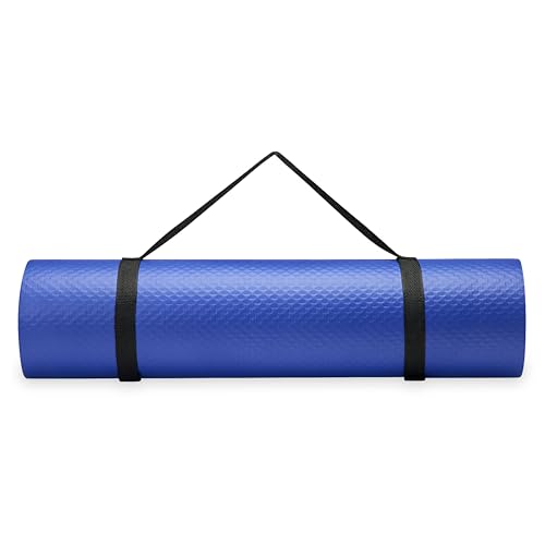 Champion 10mm Exercise Mat, Blue, Cushioned Non-Slip Workout Mat with Textured Base for Yoga, Pilates, Stretching & Floor-...