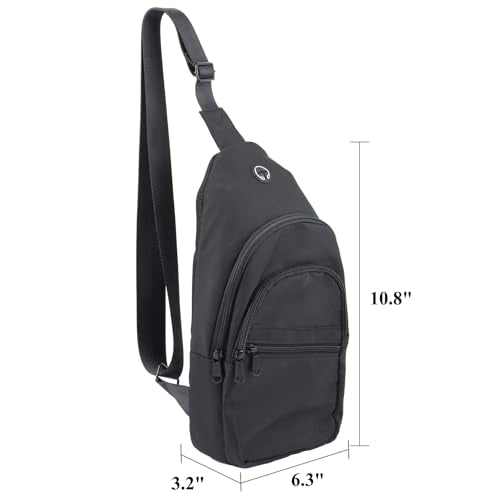 HOTOR Lightweight Travel and Outdoor sling bag, Sleek Lightweight Shoulder Bag, crossbody bag, Black, 6.3" x 3.2" x 10.8"