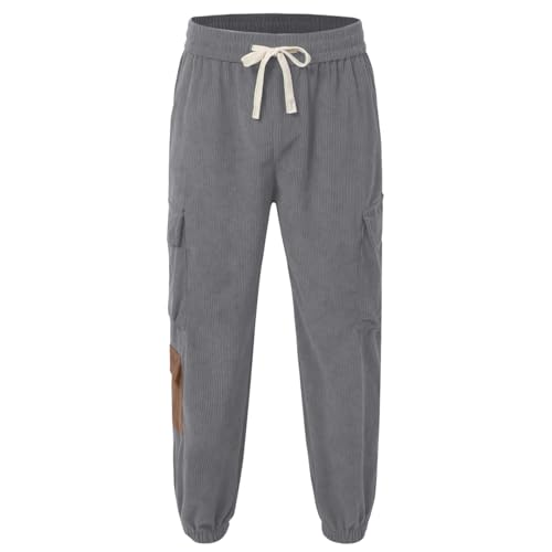 Mens Corduroy Cargo Pants 2026 Winter Warm Casual Straight Leg Pants Workout Jogger Athletic Loose Fit Lightweight Trousers