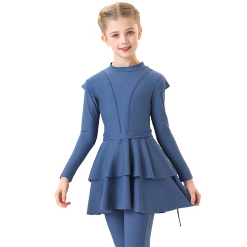 FYMNSI Kids Burkini Swimsuits Girls Baby Modest Muslim Swimwear Long Sleeve Swim Top Pants Hijab 3PCS Bathing Suit Rash Guard