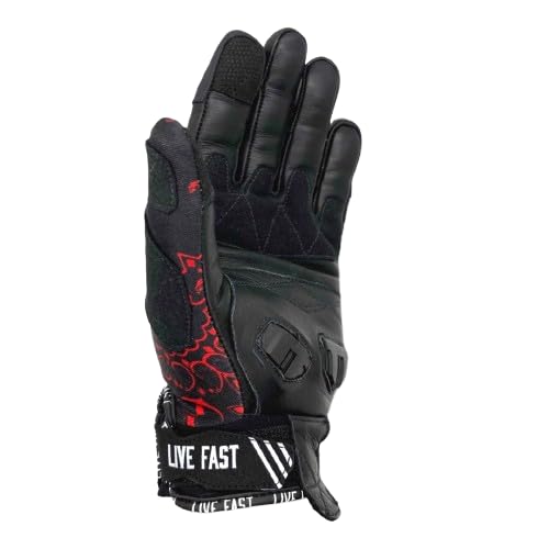 Live Fast Black & Red Paisley Motorcycle Gloves - Best Mountain Leather Dirt Bike Moto Riding Motorcycle/Motocross Gloves ...