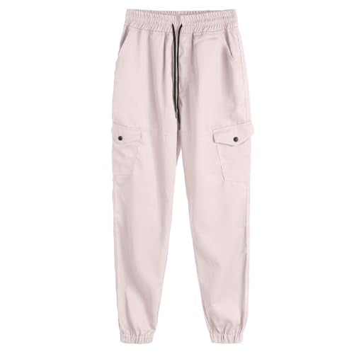 Men Lightweight Cargo Pants Casual Breathable Outdoor Hiking Work Pants Trendy Comfort Elastic Waist Hiking Joggers Trousers