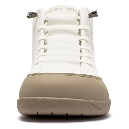 HOBIBEAR Leather Barefoot Boots Zero-Drop Wide Width Minimalist Shoes Unisex Mid Top Walking Boots