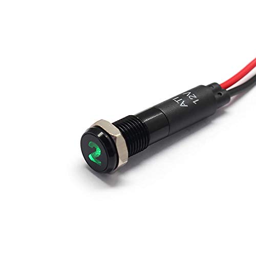 Alpinetech PLB8MS 12V LED Metal Signal Indicator Pilot Dash Light Black Bezel 8mm 5/16in
