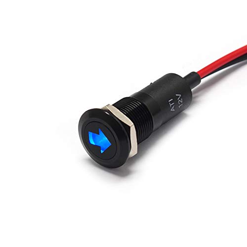 Alpinetech LED Metal Signal Indicator Pilot Dash Light 12V 12mm Single Arrow Blue