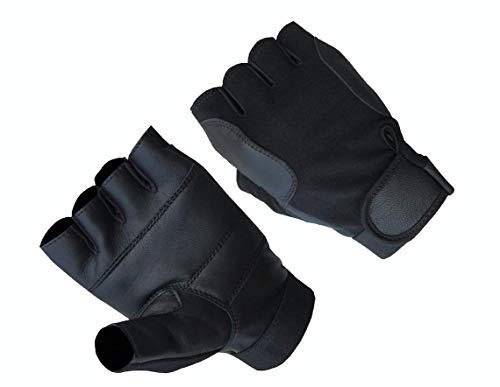 A&H Apparel Mens Premium Genuine Lamb Fingerless Leather Driving Gloves