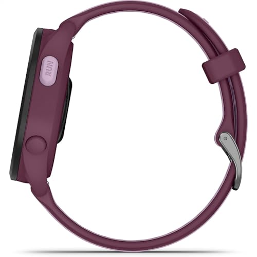 Garmin 010-02863-33 Forerunner 165 Music Smart Sport Watch, Berry + Lilac Bundle with Deco Essentials Charging Dock, 3X Si...