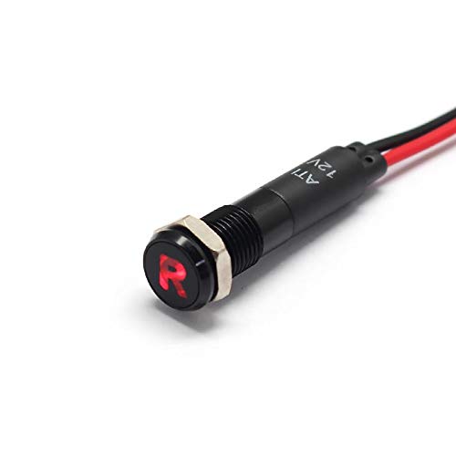 Alpinetech PLB8MS 8mm 12V LED Metal Signal Indicator Dash Light Black Bezel Reverse