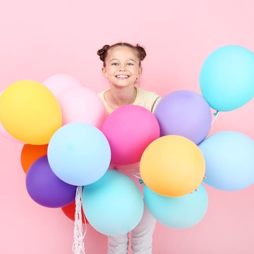 NACHLYNN 60 pcs Party Latex Balloons 12 inches Pastel Rainbow Birthday Balloons for Birthday Baby Shower Wedding Rainbow P...