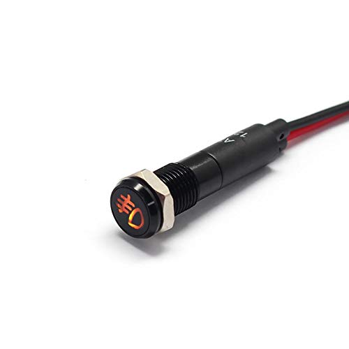 Alpinetech PLB8MS 8mm 12V LED Metal Signal Indicator Dash Light Black Bezel Fog Light
