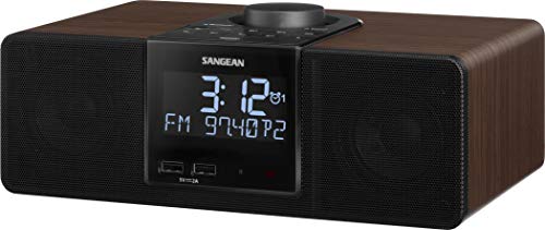 Sangean Rcr-40 Wooden Clock Radio With Am/Fm, Bluetooth, Aux, Digital Tuning And Battery Back-Up