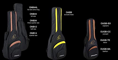 Ortega Guitars 1/4 Size Classical Guitar Pro Deluxe Gig Bag-Extra Thick Padding-Black (Onb14)