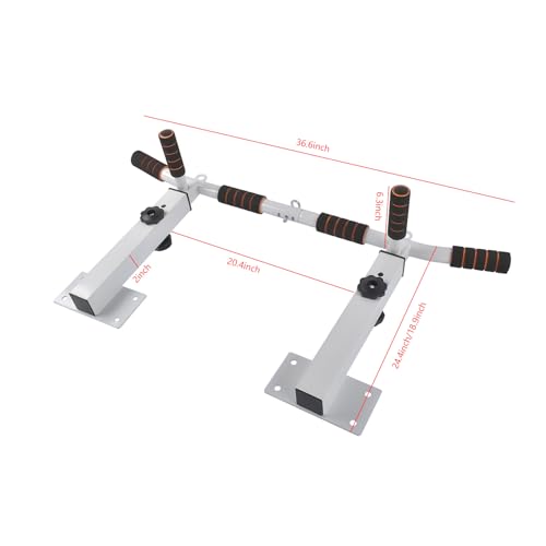 Getanye Wall Mounted Pull Up Bar Chin Up bar Multifunctional Adjustable Dip Station for Indoor Home Gym Workout, Power Tow...