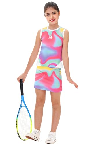 Remimi Girls Tennis Outfits Golf Tank Top and Skirt with Shorts 4-12 Years