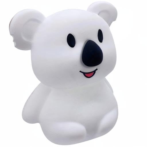 Tianhaixing Koala Night Light - Rechargeable Led Bedside Lamp With Touch & Remote Control, White Silicone, Model Thx854, Changeable Rgb Colors