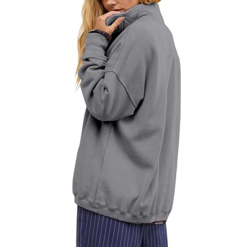 Oversized Sweatshirt for Women Casual Button Henley Neck Pullover Tops Fashion Y2K Sweatshirt Winter Clothes