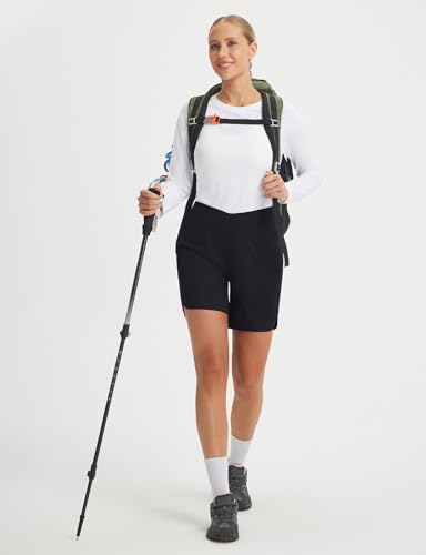 baleaf Women's 7" Athletic Running Long Shorts UPF 50+ Quick Dry Workout Hiking Crossover High Waisted Zipper Pocket