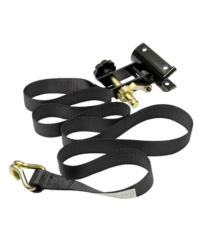 Ladder Rack Ratchet Straps with J-Hook (4PCS), 2" Black Round Tube Mount, 1.5" Wide x 7.5' Long Black Retractable Ratchet ...