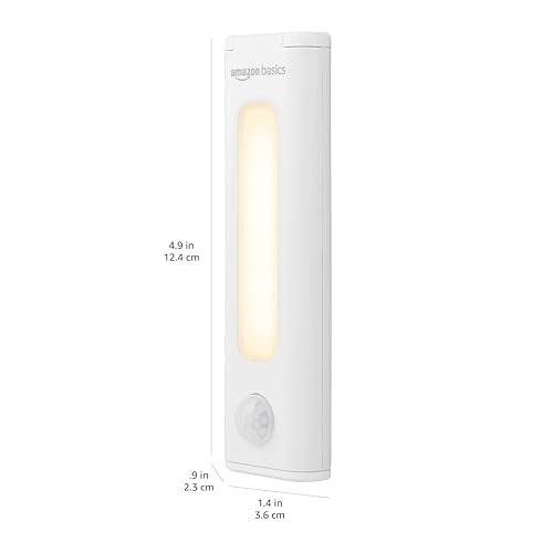 large online retailer Basics Led Stick On Lights, Wireless Motion Sensing, 2 Pack, White, Model 59428, Battery Operated, Portable Under Cabinet Lighting