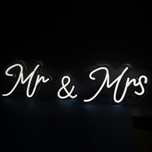 Mr and Mrs Neon Sign for Wedding Neon Light LED Backdrop Wall Decor USB Wedding Reception Decoration Gifts for Anniversary...