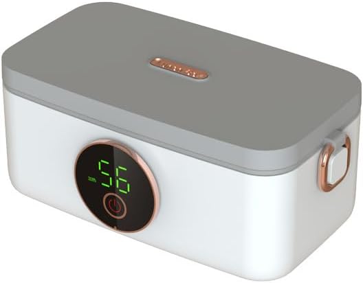 Portable Wireless Electric Heated Lunch Box for Adults,Heating Food Warmer Lunch Box,Rechargeable 16000mAh Battery,1000ml Capacity Inner Container,Lunchbox for Travel,Outdoor,Picnic,Office
