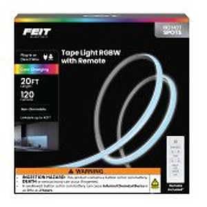 Feit Electric LED Tape Light, 20ft, RGB Color, COB Technology, Remote Control, Ultra-Thin Design, Model TAPE240/COB/RGB