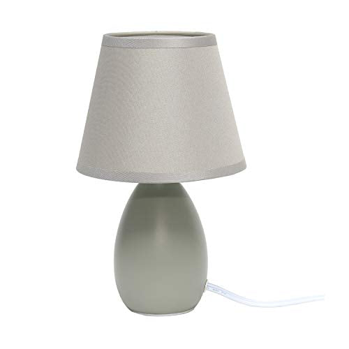 Simple Designs Lt2009-Gry Mini Egg Table Lamp, Gray Ceramic, No Bulb