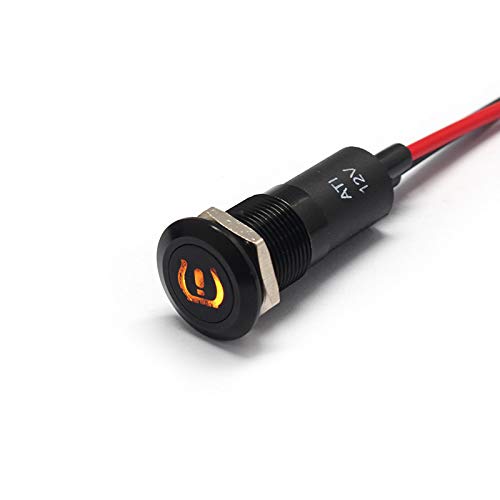 Alpinetech 12mm 12V LED Metal Signal Indicator Dash Light - Tire Pressure Low