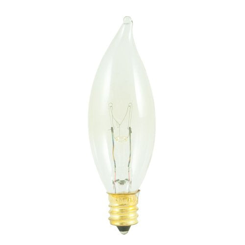 Bulbrite Incandescent Ca8 Candelabra Light Bulb, 15W, Clear, E12 Base, Copper Material