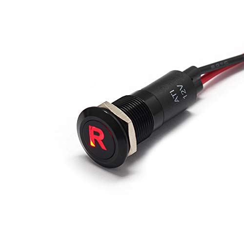 Alpinetech PLB12MS 12mm 12V LED Metal Signal Indicator Pilot Dash Light Reverse