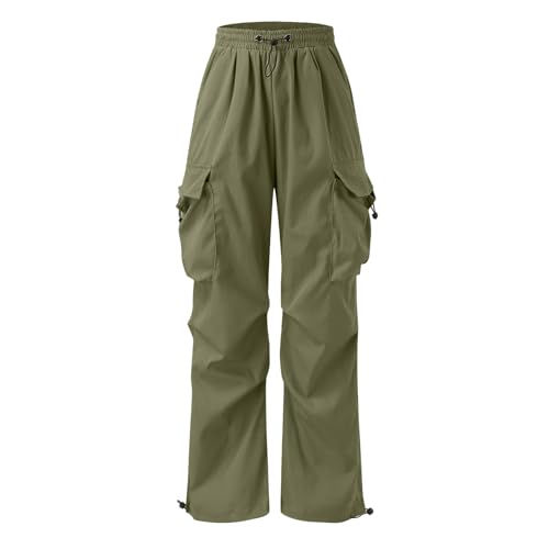 Mens Baggy Cargo Pants Elastic Waist Comfort Fashion Parachute Pants Solid Drawstring Athletic Lightweight Joggers Trousers