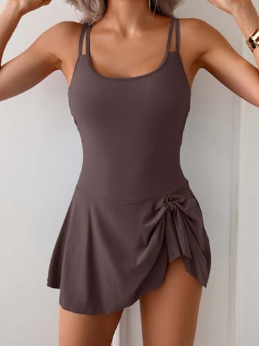 Eomenie One Piece Swimdress Swimsuits for Women Tummy Control Swim Dresses Skirt Bathing Suit