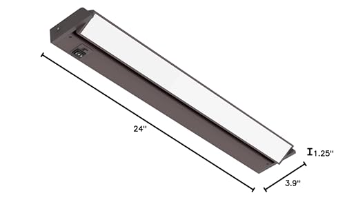Getinlight 24-Inch Swivel Led Under Cabinet Lights Glass Lens Selectable White 2700K/4000K/5000K Dimmable With Wall Dimmers Bronze Finish In-0202-3-Bz