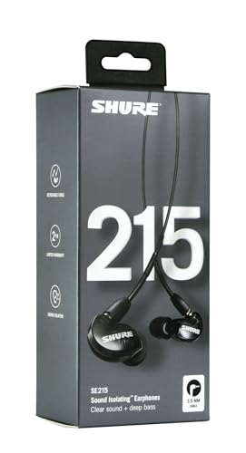 Shure SE215 PRO Wired Earbuds, Professional Sound Isolating Earphones with Clear Sound, Deep Bass, Secure in-Ear Fit, Carr...