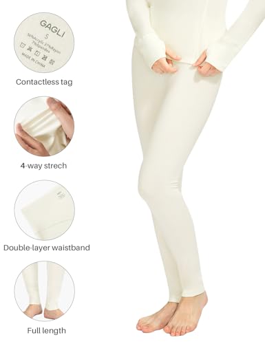 gagli Long Johns for Women - Thermal Leggings for Women, Fleece Lined Base Layer Pants for Cold Weather 32-50℉