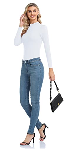 Women's Basic Long Sleeve Thermal Top Lightweight Mock Neck Shirts Slim Fit Layer Soft Top