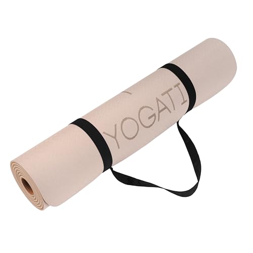 YOGATI® Yoga Mat with Strap with Alignment Lines. Home Workout Mat for Women, Men and Kids. Thick Non Slip Yoga Mat for Pi...