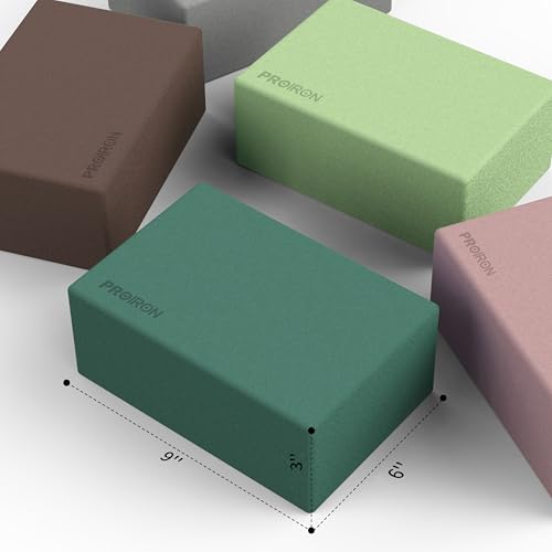 PROIRON Yoga Blocks, 2 Pack Supportive High Density Premium Eva Foam, Soft Non-Slip Surface with Curved Edges Stretch Bloc...