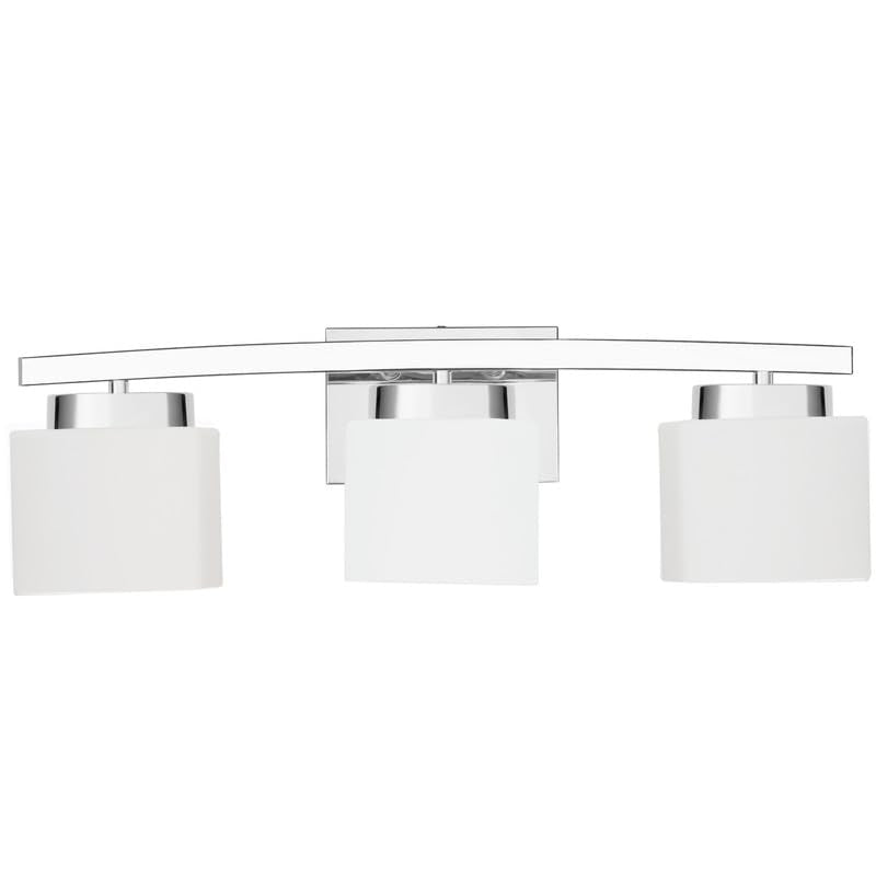 Dosoty 3-Light Bathroom Light Fixture Over Mirror, Modern Chrome Vanity Fixture with Milky Glass Shade, 23 inches Bath Light for