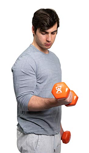 CanDo Vinyl Coated Dumbbell Orange 10 lb Single 1pc Handheld Weight for Muscle Training and Workouts, Color Coded Anti-Rol...