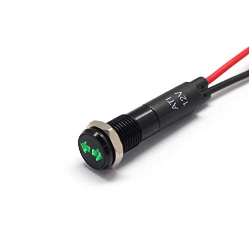 Alpinetech PLB8MS 8mm 12V LED Metal Signal Indicator Pilot Dash Light Black Bezel Hazard Light